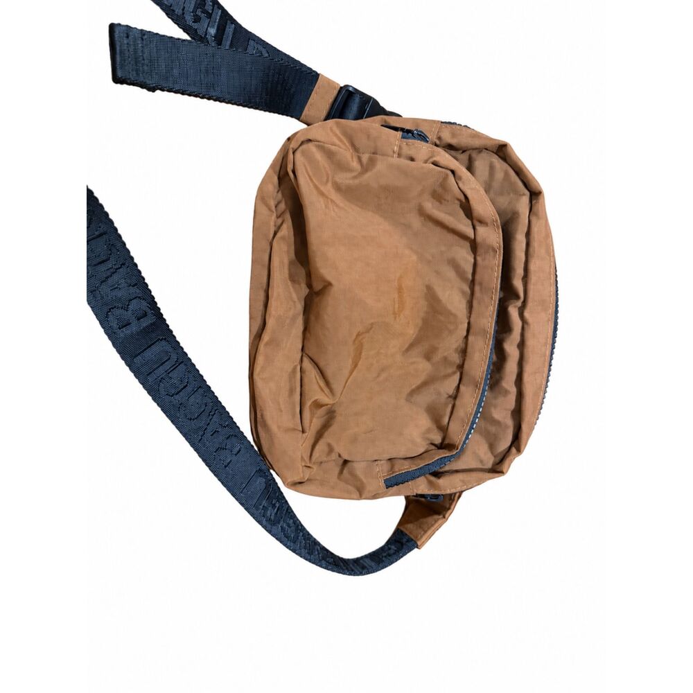 BAGGU Brown Nylon Fanny Pack Crossbody Belt Bag Adjustable Black Logo Strap